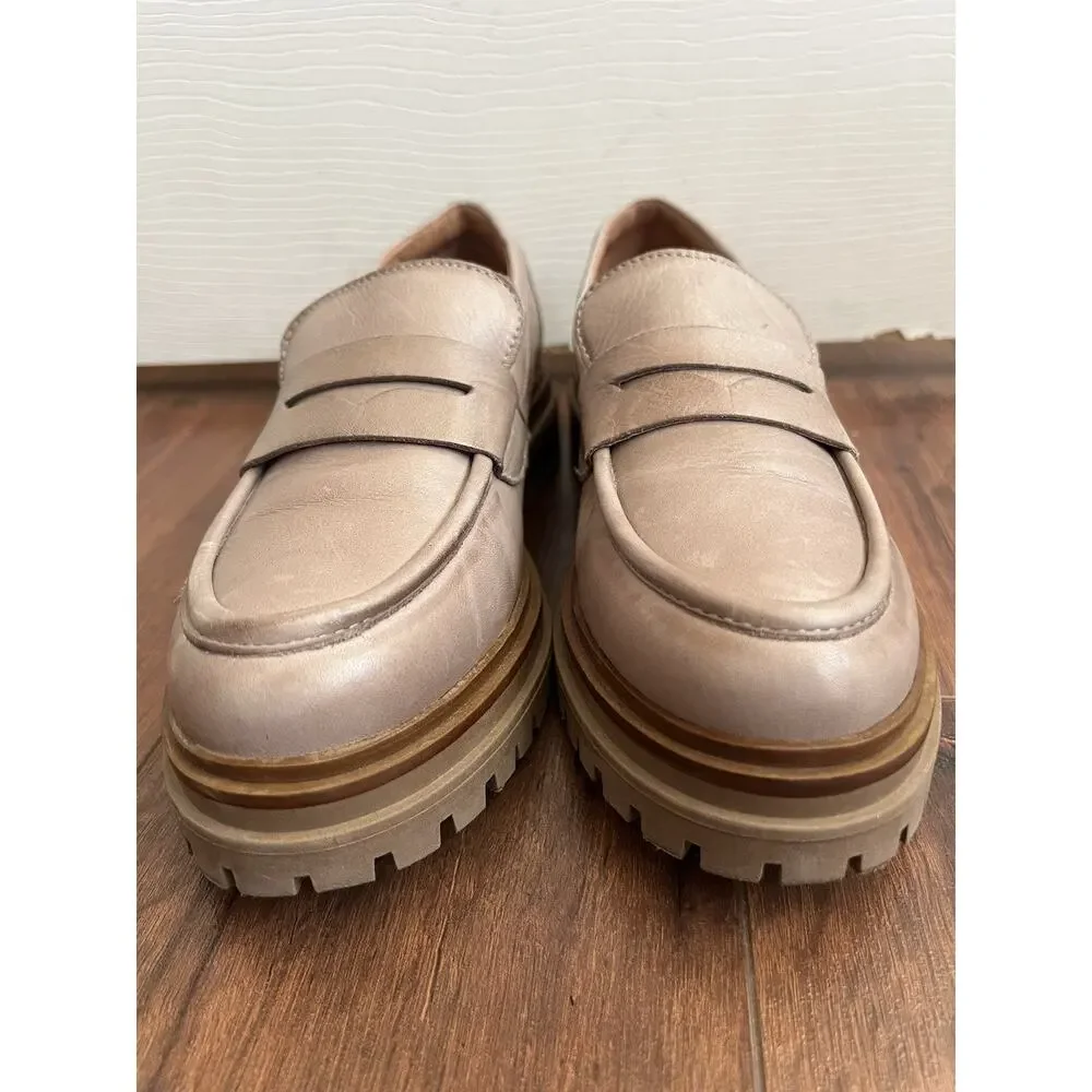 MIZ MOOZ Women's Legend Beige Antique Burnished Leather Lug Sole Loafer Shoes 40 - Picture 10 of 13